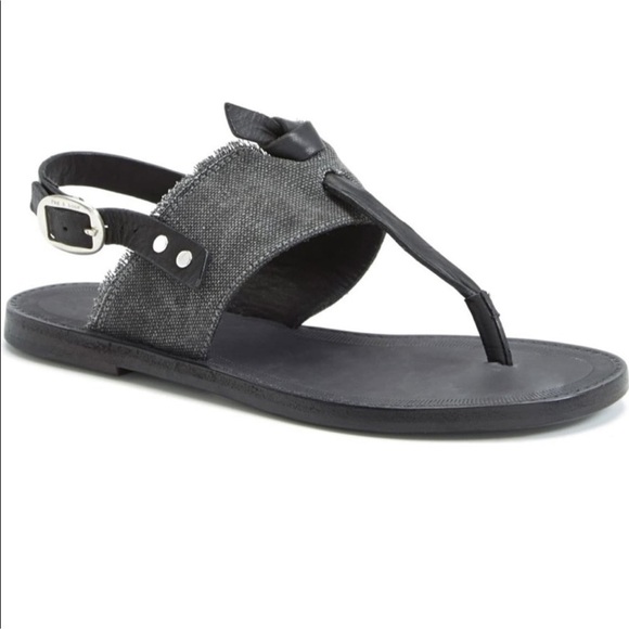 Rag & Bone Claire Leather Denim Thong Sandals | Size 8.5 | Gray - Picture 8 of 8